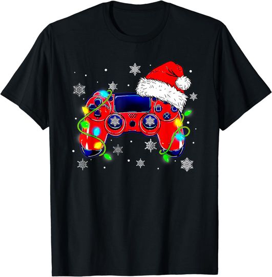 Discover Video Game Controller Christmas Santa Hat Gamer Men Kids T-Shirt
