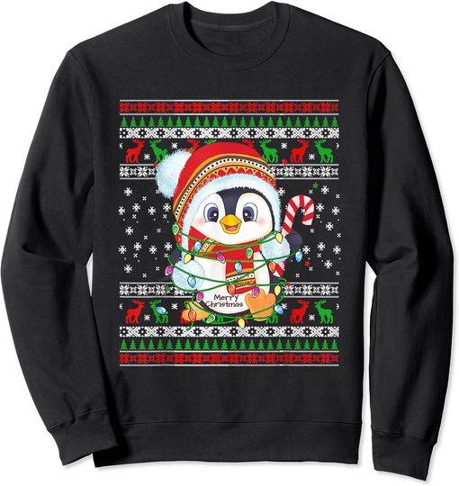 Discover Cute Penguin Lights Ugly Christmas  Sweatshirt