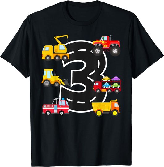 Discover 3rd Birthday Party 3 Year Old Trucks Birthday Boy T-Shirt