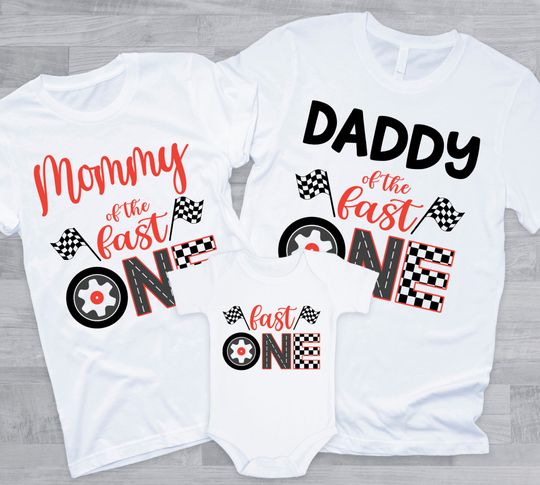 Discover Fast One Race Car Birthday Boy Family Matching T-Shirt