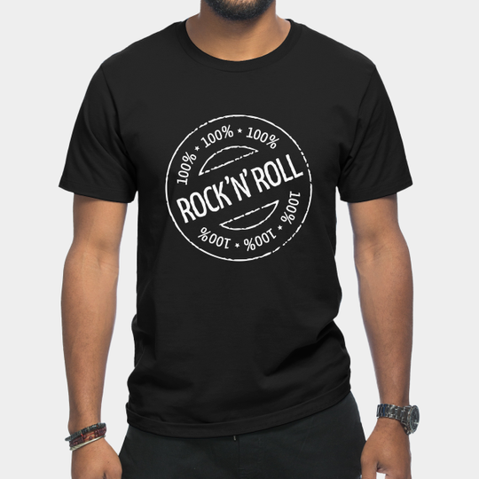 Discover 100% Rock 'n' Roll Stamp (White) - Rock N Roll Stamp - T-Shirt