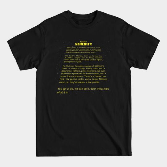 Discover Serenity Opening Crawl - Firefly - T-Shirt