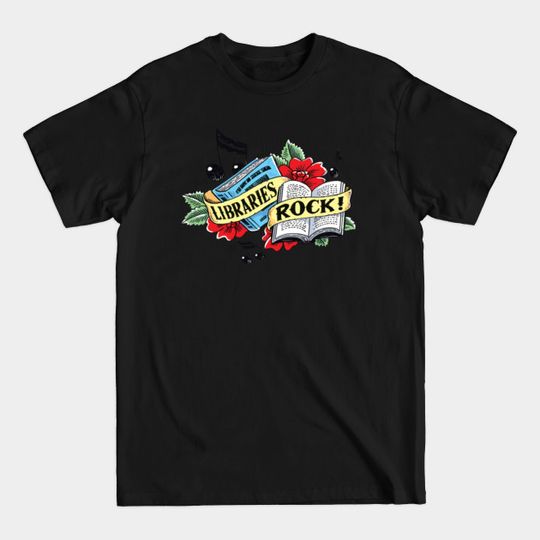 Discover Libraries Rock! - Book - T-Shirt