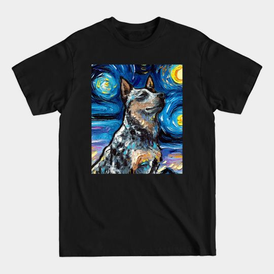 Discover Blue Heeler Night Portrait - Blue Heeler - T-Shirt