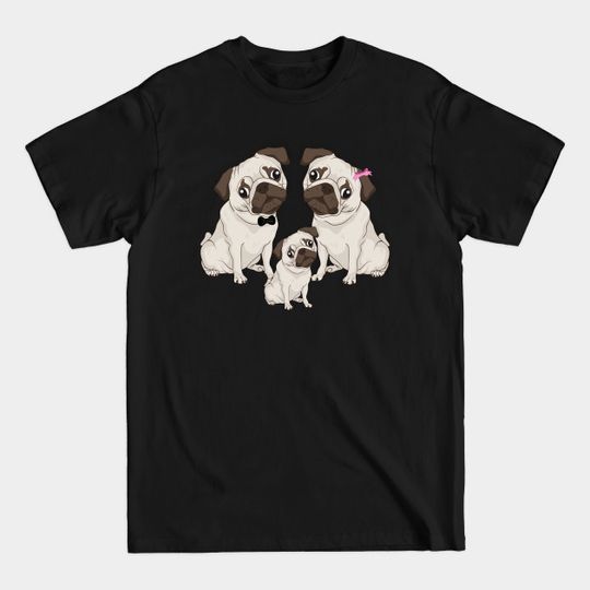 Discover Three Little Puglets (Piglets) Family Of Pugs - Pugs - T-Shirt