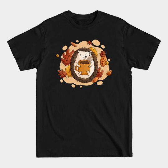 Discover Autumnal Hedgehog with coffee - Hedgehog - T-Shirt