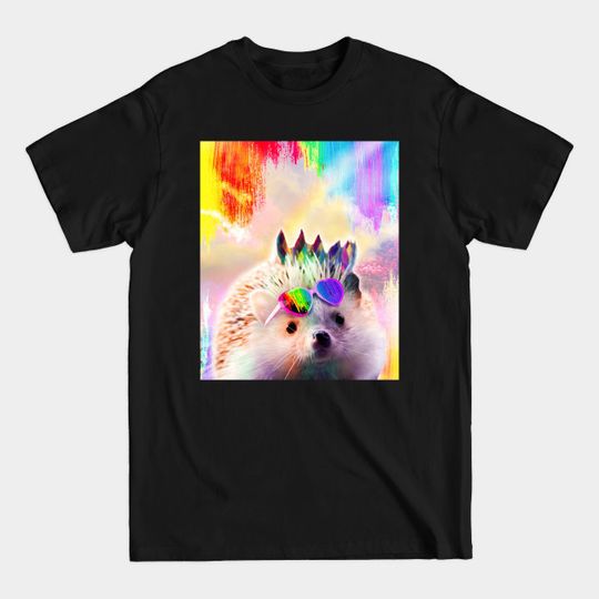Discover Rainbow Hedgehog Wearing Love Heart Glasses - Hedgehog - T-Shirt