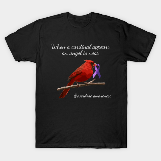 Discover Cardinal Purple Ribbon Angel Overdose Awareness - Cardinal - T-Shirt