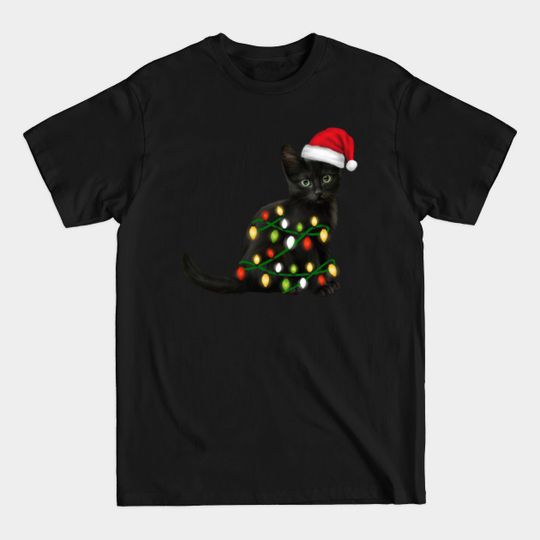 Discover Black Cat Christmas Lights - Black Cat Christmas Lights - T-Shirt