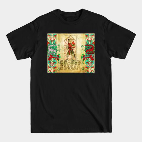 Discover KING ARTHUR WITH WHITE RED DRAGONS Antique Medieval Miniature - King Arthur - T-Shirt