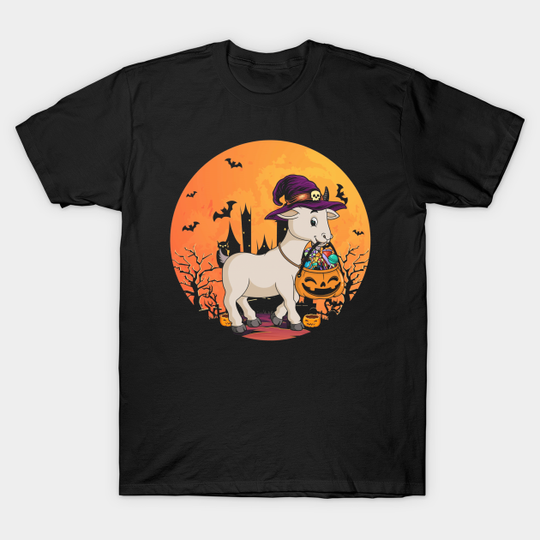 Discover Halloween Goat With Witch Hat Pumpkin Candy Bucket - Halloween Goat With Witch Hat Pumpkin C - T-Shirt
