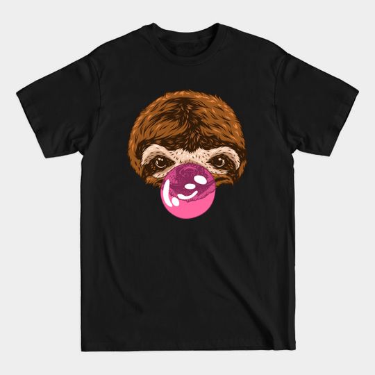 Discover Cute Sloth Blowing Bubble Gum - Sloth Face - T-Shirt