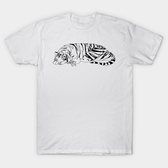 Discover Tiger and its Doll b/w - Calvin And Hobbes - T-Shirt
