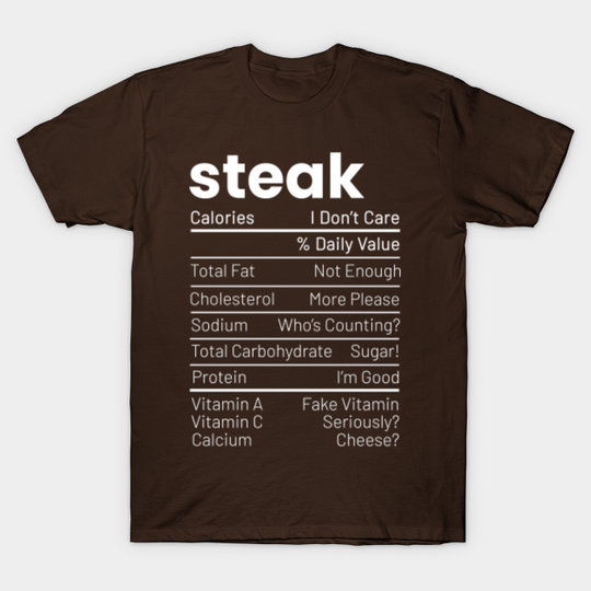 Discover Steak Nutrition Facts Meat Lover T-Shirt