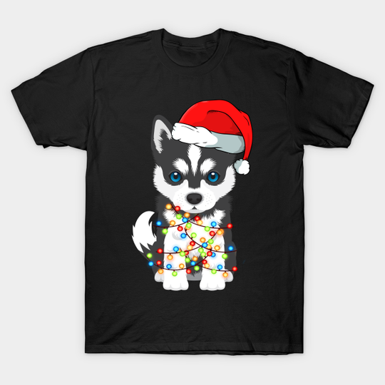 Discover Siberian Husky Christmas Shirt Santa Hat Xmas Lights Boys - Siberian Husky Christmas - T-Shirt