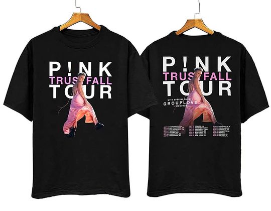 Discover Pink Singer Trustfall Tour 2023 T Shirt Black