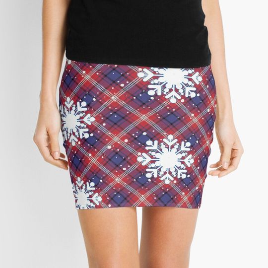 Discover Snowflake Christmas Plaid Mini Skirt
