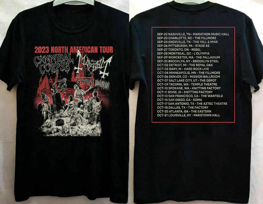 Discover Mayhem & Cannibal Corpse 2023 North American Tour T-Shirt