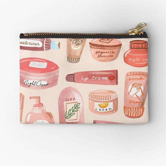 Discover Motifs from orange-pink cosmetic jars Makeup Bag