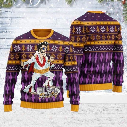 Discover Elvis 3D Christmas Ugly Sweater, Horror Character Movie 3D Ugly Xmas