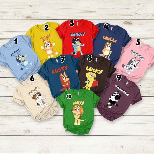 Discover Personalized BlueyDad Character Cartoon Shirt, BlueyDad Family Matching Tee Shirt