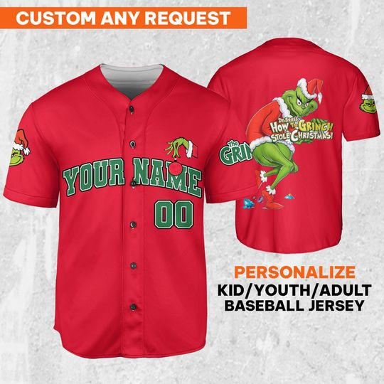 Discover Personalized Grin Christmas Baseball Jersey