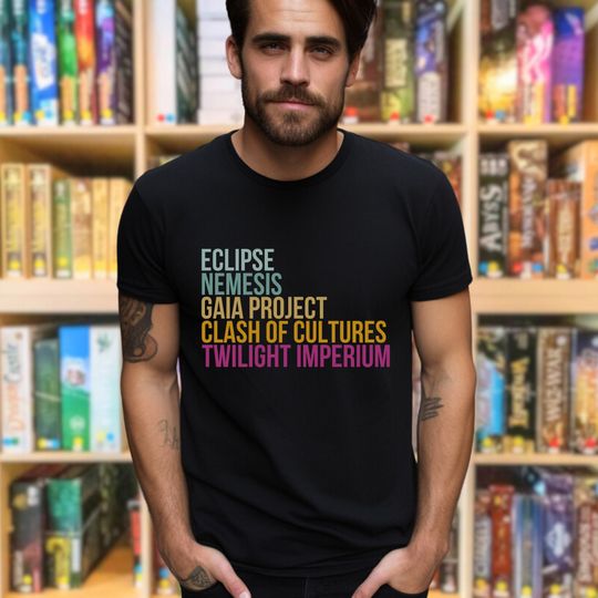 Discover 4x Board Game Shirt, Eclipse Nemesis Clash of Cultures