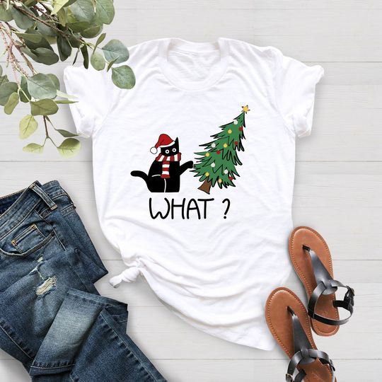 Discover Black Cat Shirt for Cat Lovers at Christmas