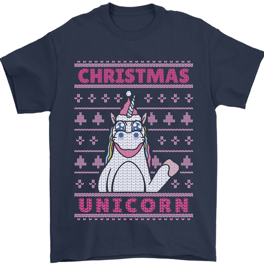 Discover Funny Christmas Unicorn Mens T-Shirt 100% Cotton