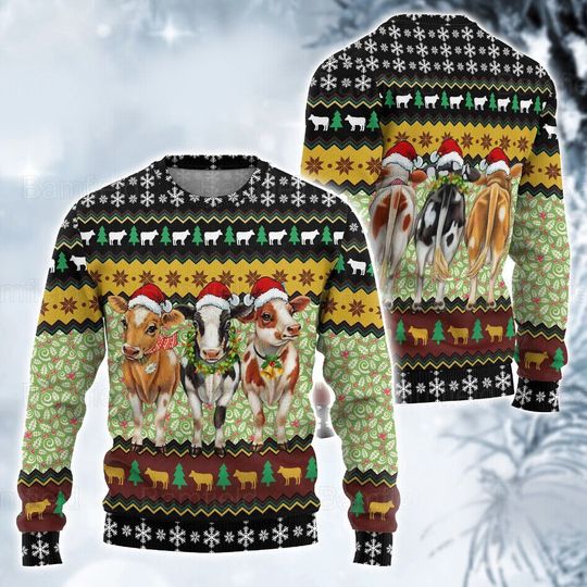 Discover Cow Christmas Lights Ugly Sweater