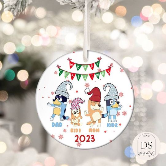 Discover Custom Christmas Blu.ey Ornament, Blu.ey Family Christmas Ceramic Ornament