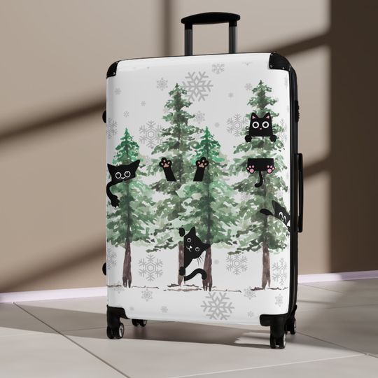 Discover Happy holidays cute cat rolling travel Suitcase