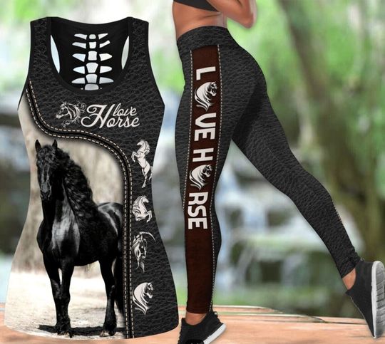Discover Love Horse Combo Hollow Tanktop Legging set