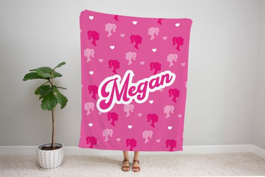 Discover Custom Barbi Doll Logo Name Blanket, Personalized Kids Name Blanket