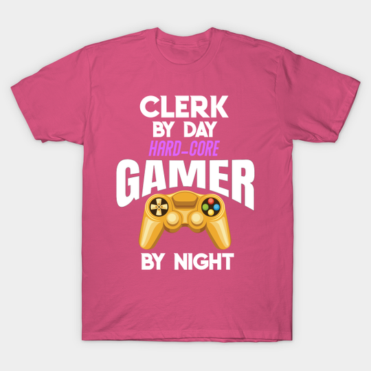 Discover video games clerk by day hardcore gamer by night - Video Gamer Clerk - T-Shirt
