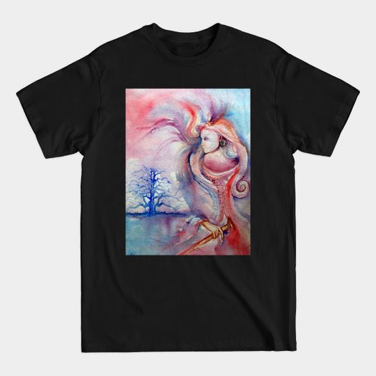 Discover AVALON / Magic and Mystery Pink Blue Fantasy Arthurian Legends - Lady Morgan In Foggy Landscape - T-Shirt