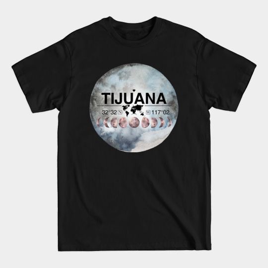 Discover Tijuana, Mexico, Baja California, Watercolor Design with Latitude & Longitude Map Coordinates - Tijuana Mexico - T-Shirt