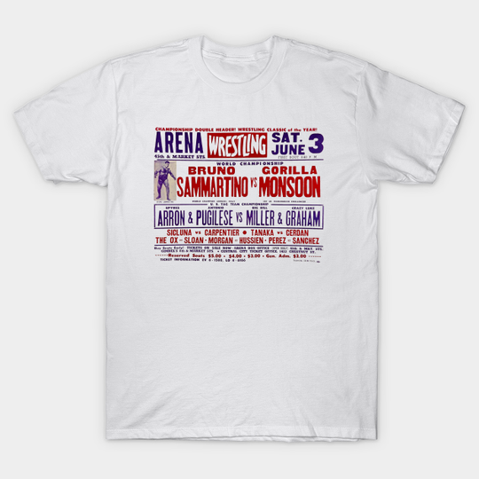 Discover Sammartino Monsoon Vintage Poster - Wrestling - T-Shirt