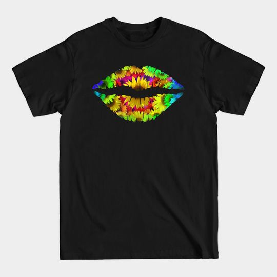 Discover Hippy Flower Lips - Mouth Mask - T-Shirt