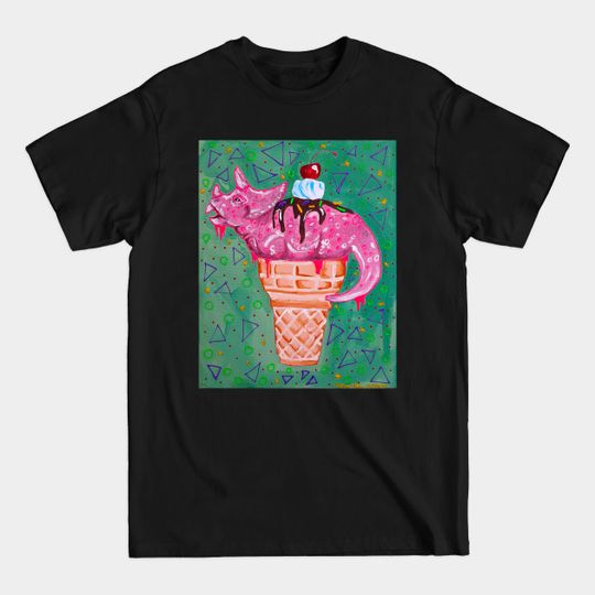 Discover Strawberry Triceratops Ice Cream Cone - Dinosaur - T-Shirt