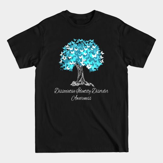Discover Dissociative Identity Disorder Awareness Teal Ribbon Tree With Butterflies - Dissociative Identity Disorder - T-Shirt