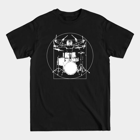 Discover Drummer Vitruvian Man - Drum Player & Drum Set Art Parody - Vitruvian Man - T-Shirt