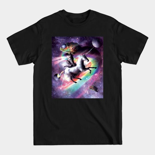 Discover Space Cat Riding Unicorn - Laser, Tacos And Rainbow - Cat Riding Unicorn - T-Shirt