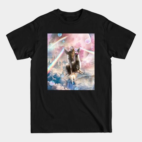 Discover Rainbow Laser Sloth On Llama Unicorn In Space - Rainbow Laser Sloth On Llama Unicorn - T-Shirt