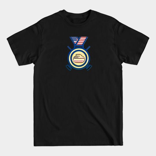 Discover USA Gold Medal Curling Stone Olympics - Curling - T-Shirt