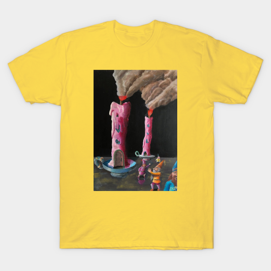 Discover Gnomes Leaving Burning Candle Homes - Gnomes - T-Shirt