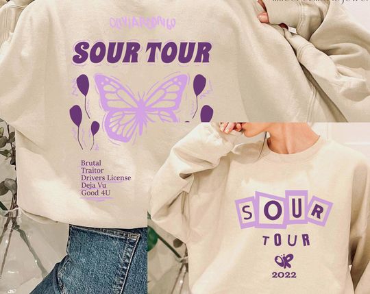 Discover Olivia Rodrigo Tour 2022  Sour Tour Two Sided Sweatshirt
