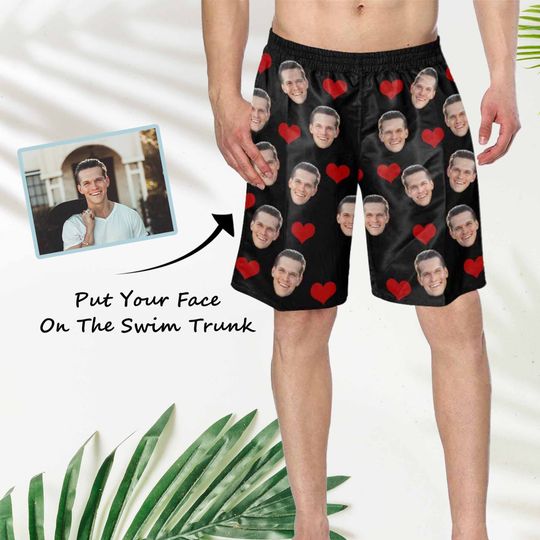 Discover Custom Face Swim Trunk for Man, Personalized Swim Shorts with Photos, Bathing Suit for Dad, Birthday Gifts, Father's Day Gifts
