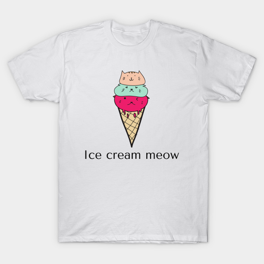 Discover Ice Cream Meow Cat Pun T-Shirt