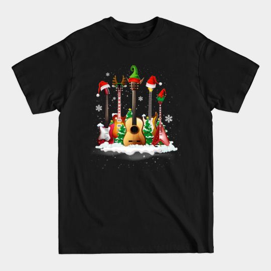 Discover Funny Guitar Santa Hat Christmas Tree T-Shirt